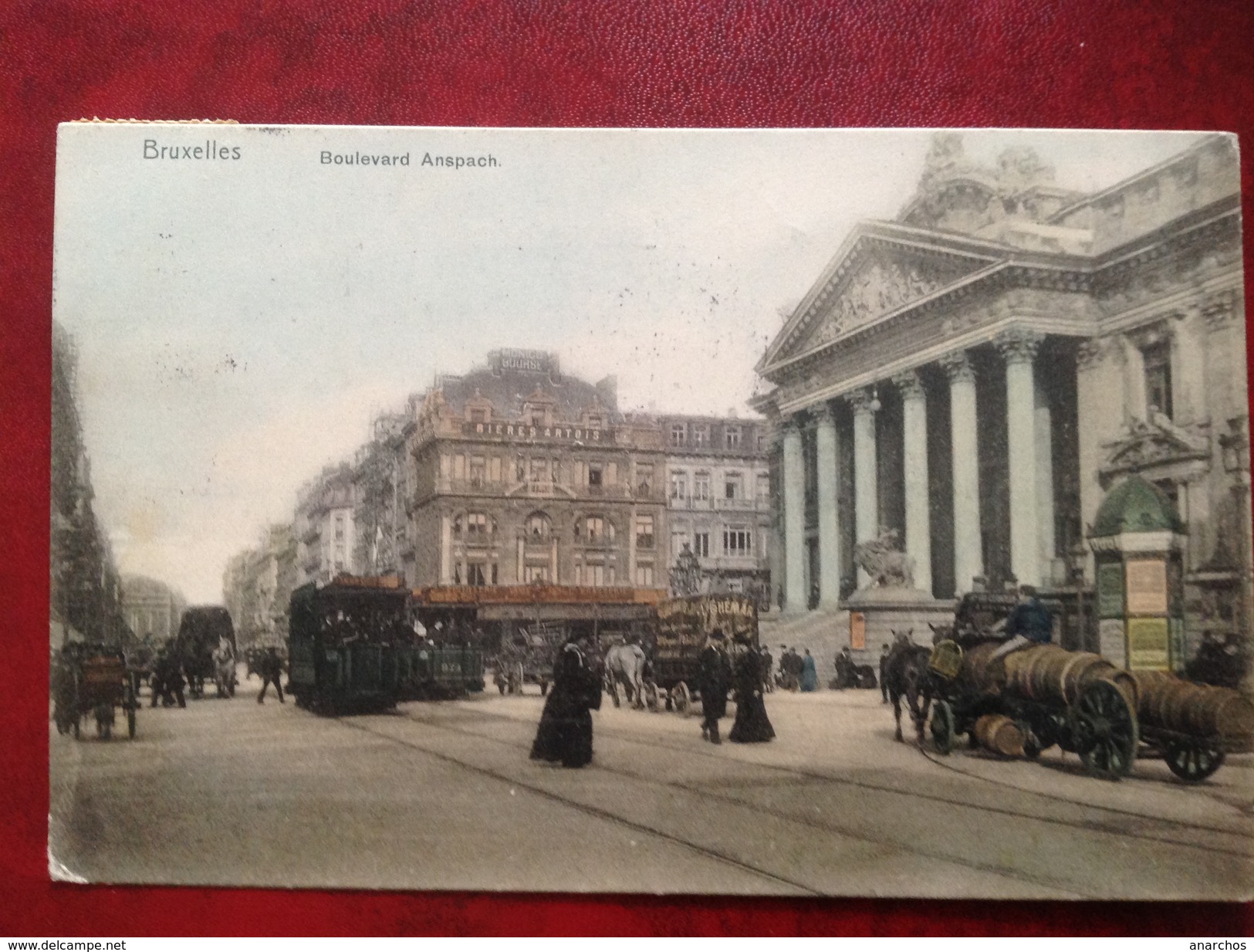 BRUXELLES Boulevard Anspach Tramway Et Transport De Tonneaux - Transporte Público