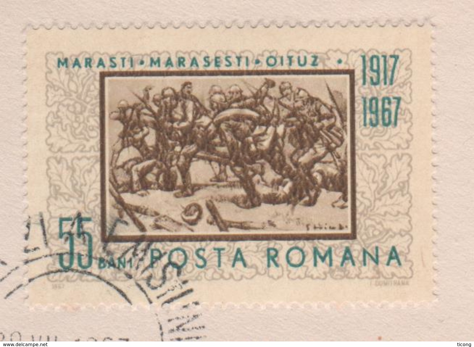 ROUMANIE BUCAREST 1967 - GUERRE 1914 1918, BATAILLES DE MARASESTI, MARASTI, OITUZ  - 1ER JOUR - VOIR LES SCANNERS - FDC