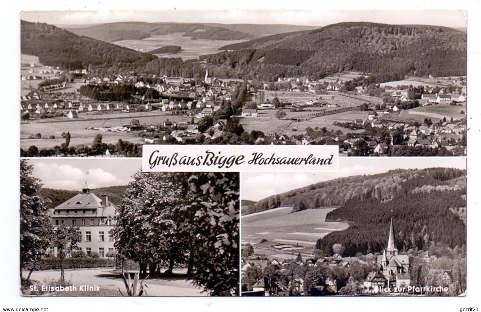 5787 BIGGE - OLSBERG, St.Elisabeth Klinik, Pfarrkirche, Panorama - Meschede