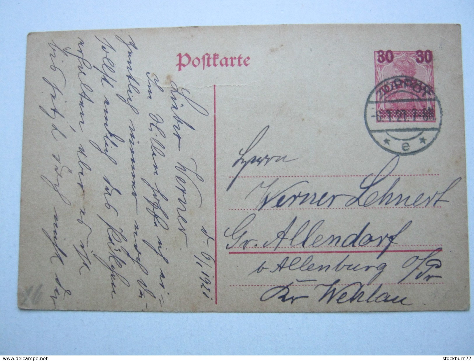 DANZIG , 1921, Ganzsache Aus Zoppot , Reine Bedarfskarte - Postal  Stationery