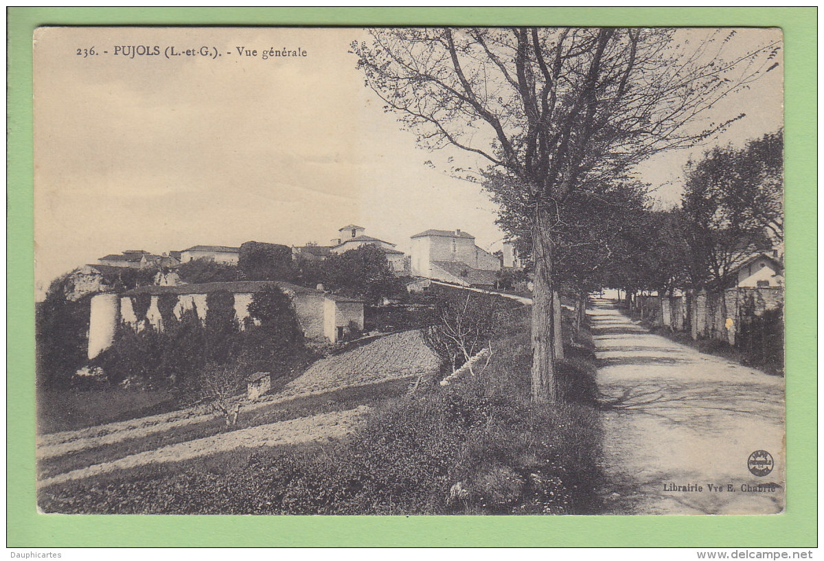 PUJOLS : Vue Générale, Entrée Du Village. 2  Scans. Edition Chabrié - Autres & Non Classés