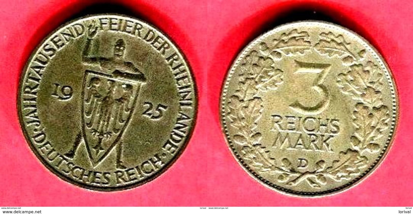 § 3 MARK 1925  ( KM 46 ) TB+   75 - 3 Mark & 3 Reichsmark