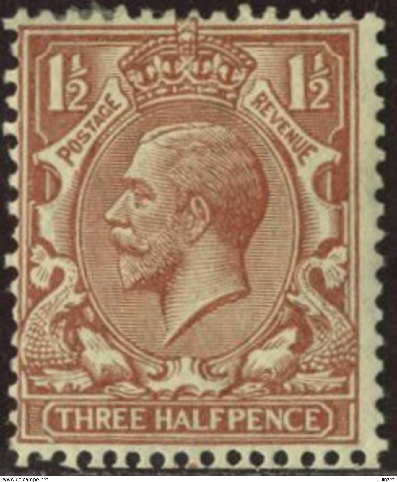 GB Yv. N°161 - 1p1/2 Brun Rouge George V Fil. Renversé - Neuf * - Unused Stamps