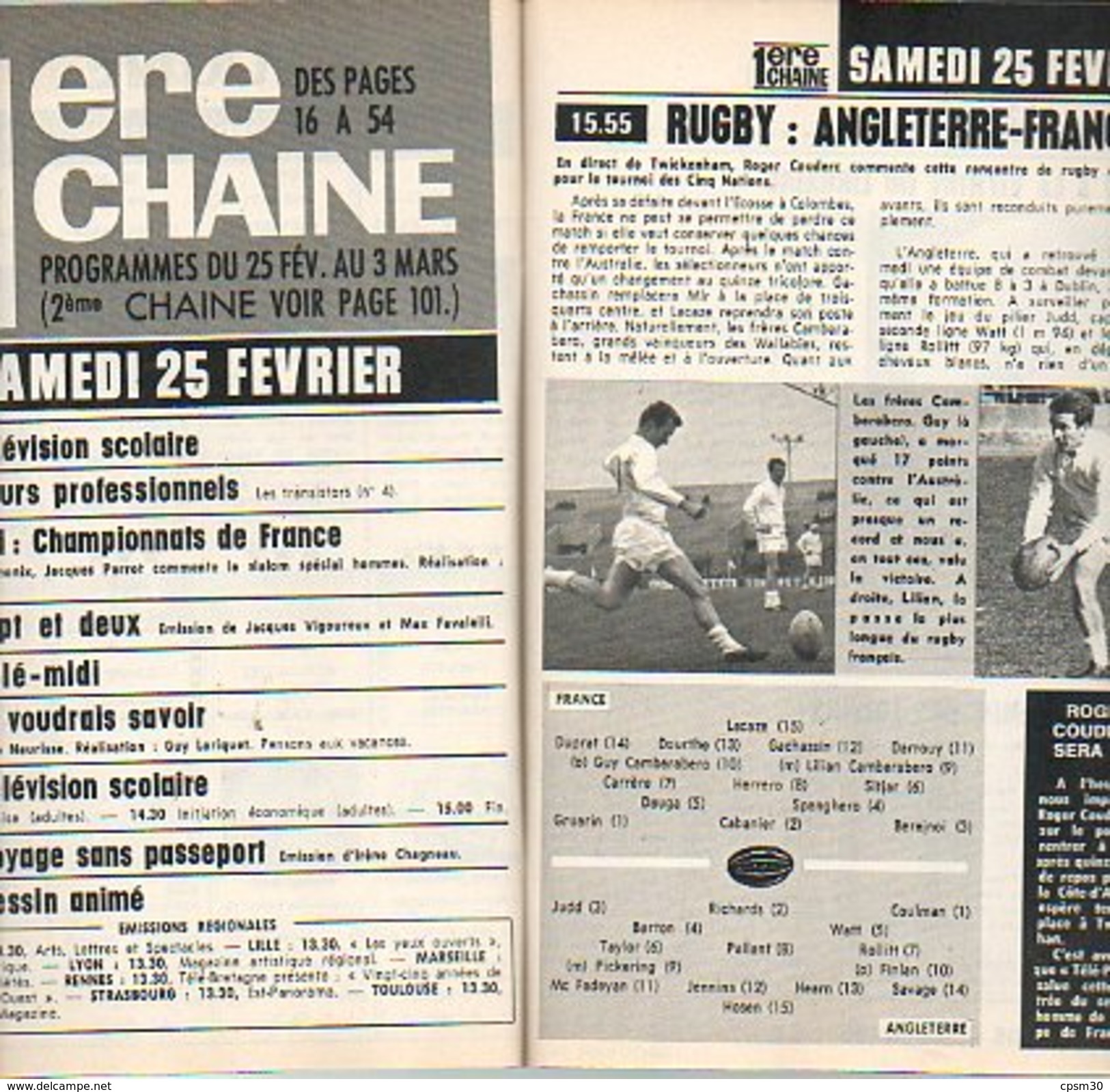 Télé-Poche N° 059 Fevrier 1967; Jacqueline Huet; élections; Roman-photos Monsieur Passe-Partout Vidocq; SANS COUVERTURE - Cinéma/Télévision