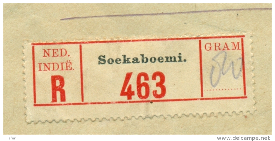 Nederlands Indië - 1917 - 4 Zegels Op R-cover Lokaal Soekaboemi - Nederlands-Indië