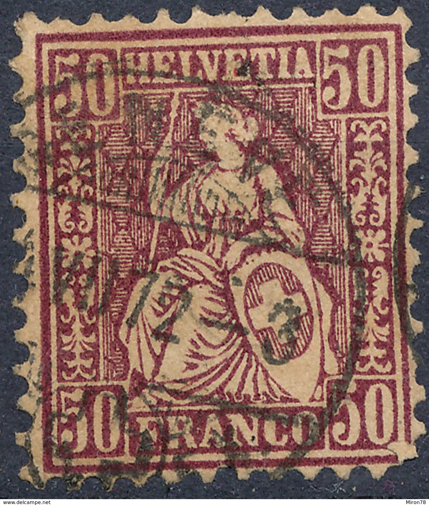 Stamp Switzerland 1867-78 50c  Used Lot#5 - Oblitérés