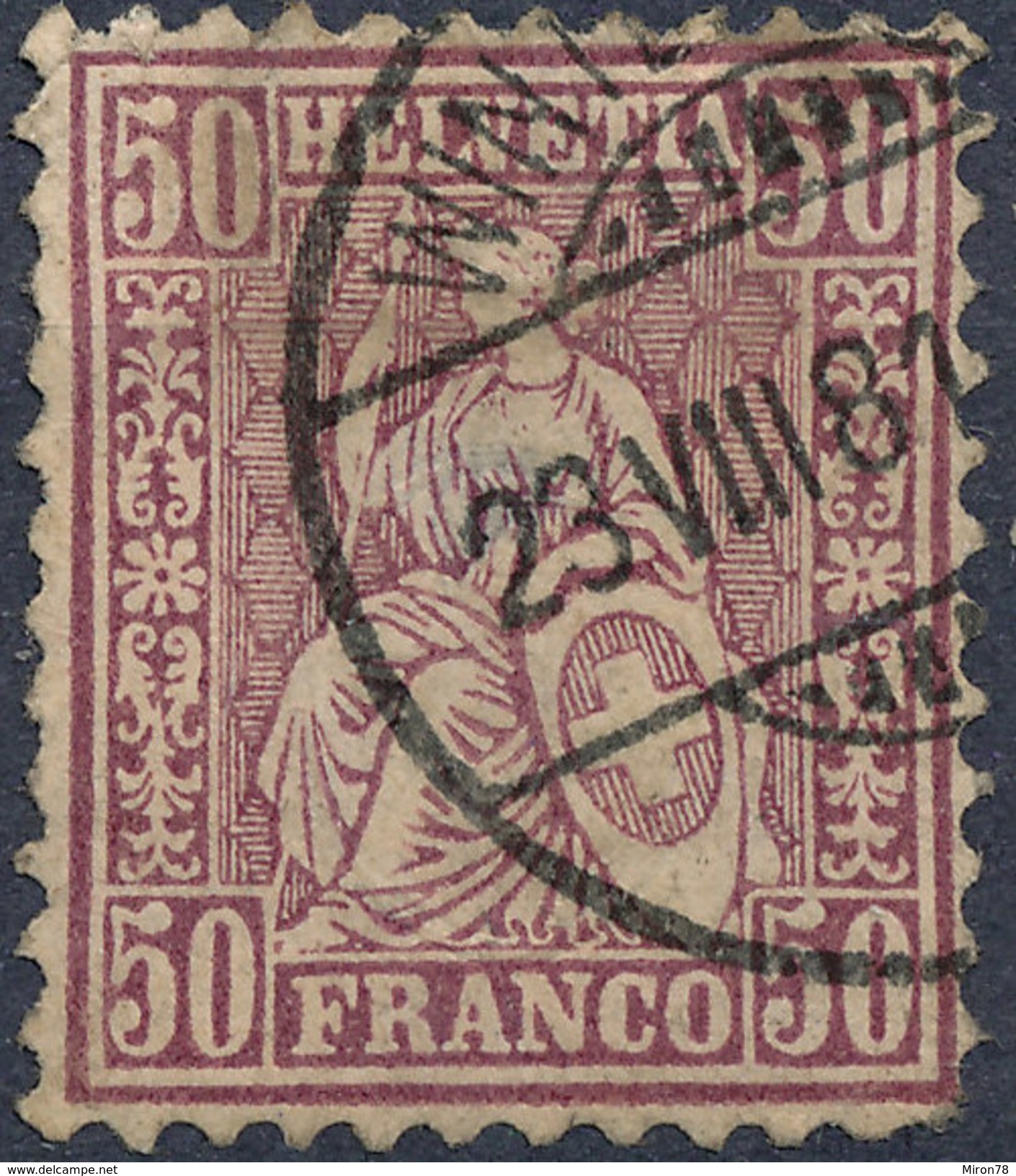 Stamp Switzerland 1867-78 50c  Used Lot#23 - Gebruikt