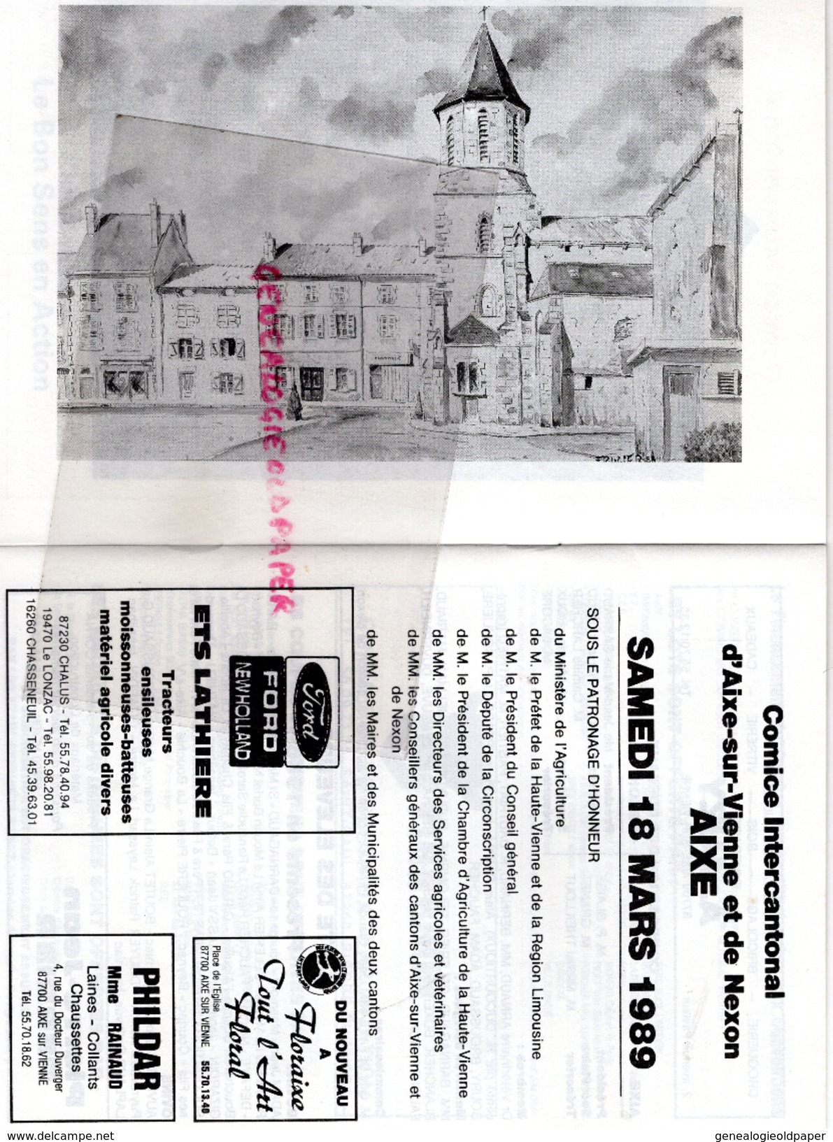87 - AIXE SUR VIENNE ET NEXON -LIVRET COMICE INTERCANTONAL -18 MARS 1989- RACE LIMOUSINE- LES VASEIX LIMOGES - Limousin