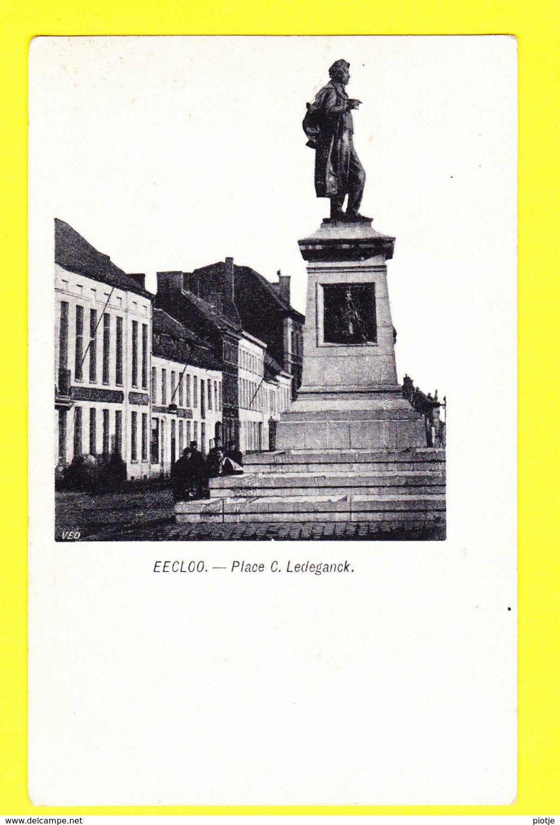 * Eeklo - Eecloo (Oost Vlaanderen - Gent) * (VED) Place C. Ledeganck, Statue, Animée, Mémorial, Standbeeld, Rare, Old - Eeklo