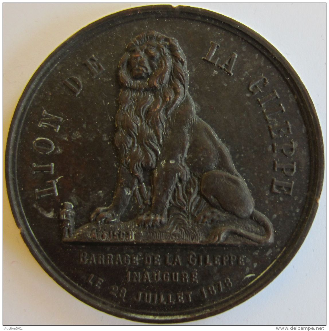 M01970 SOCIETE ROYALE LE ERCLE WEBER ST JOSSE TEN NOODE - EXCURSION AU BARRAGE DE LA GILEPPE - 1878 (54g) Lion Au Revers - Professionnels / De Société