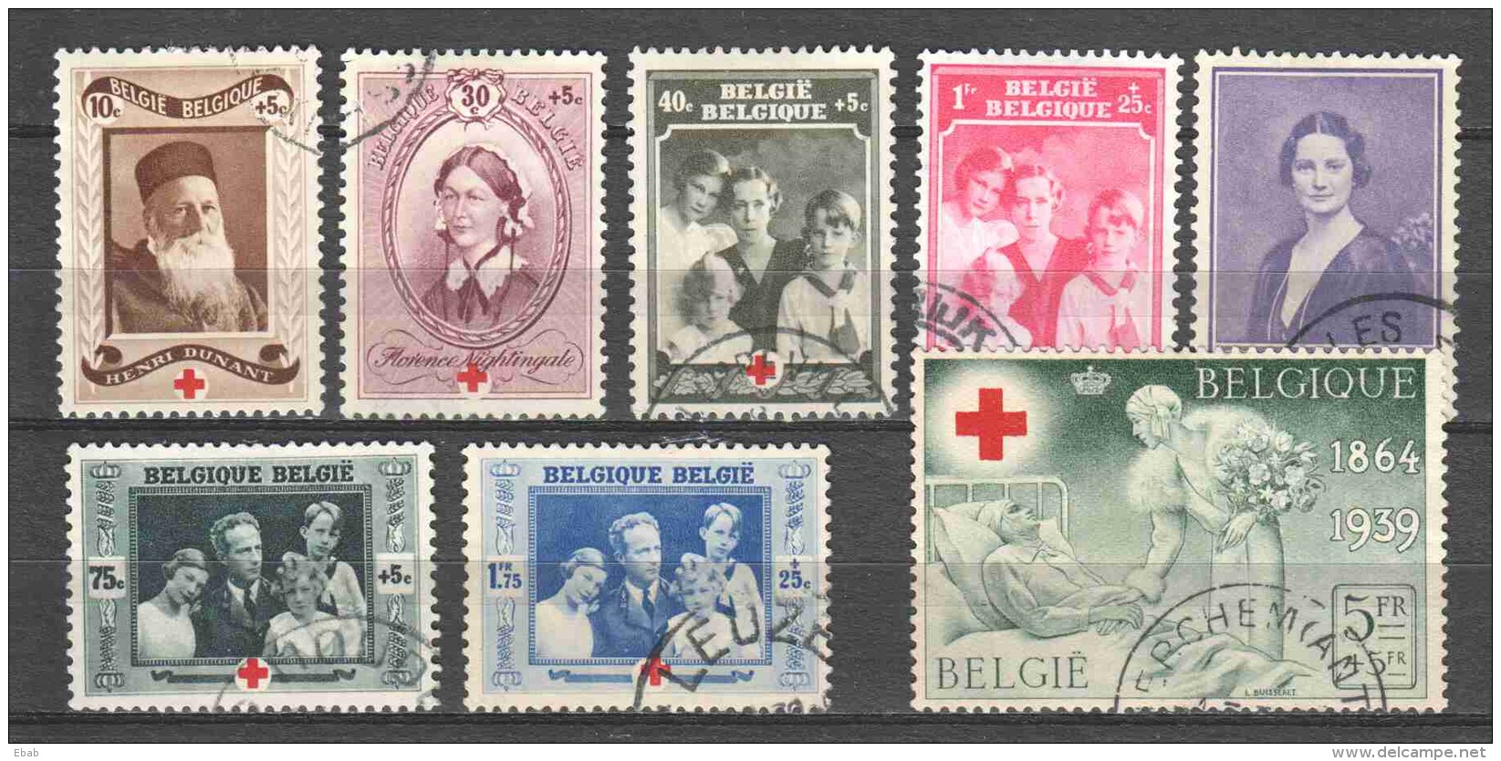 Belgium 1939 Mi 497-504 Canceled RED CROSS - Usados