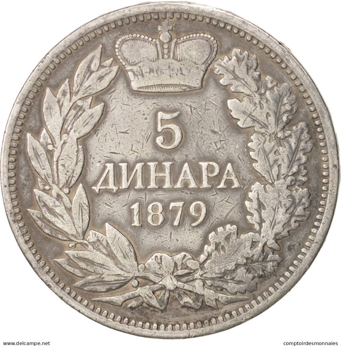 Monnaie, Serbie, Milan I, 5 Dinara, 1879, TB+, Argent, KM:12 - Serbie