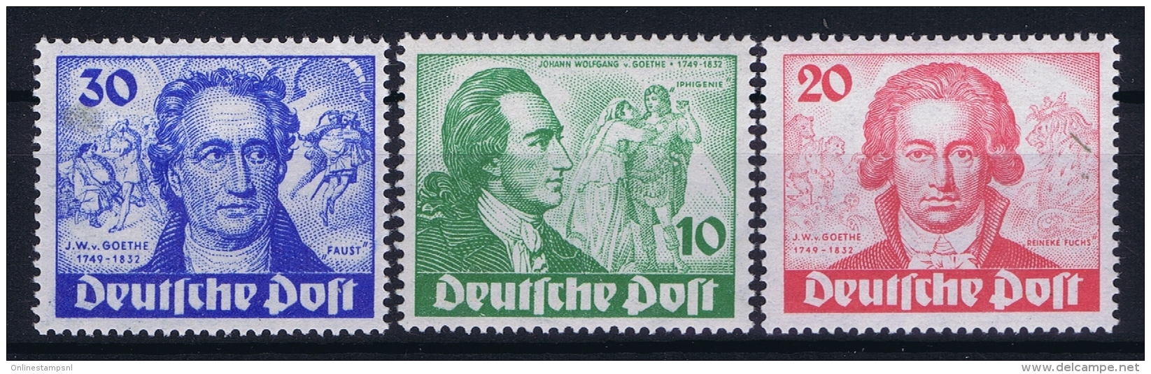 Berlin:  Mi Nr 61 - 63 MNH/**/postfrisch/neuf Sans Charniere  1949  Goethe 63 Has A Light Spot In Gum - Nuevos