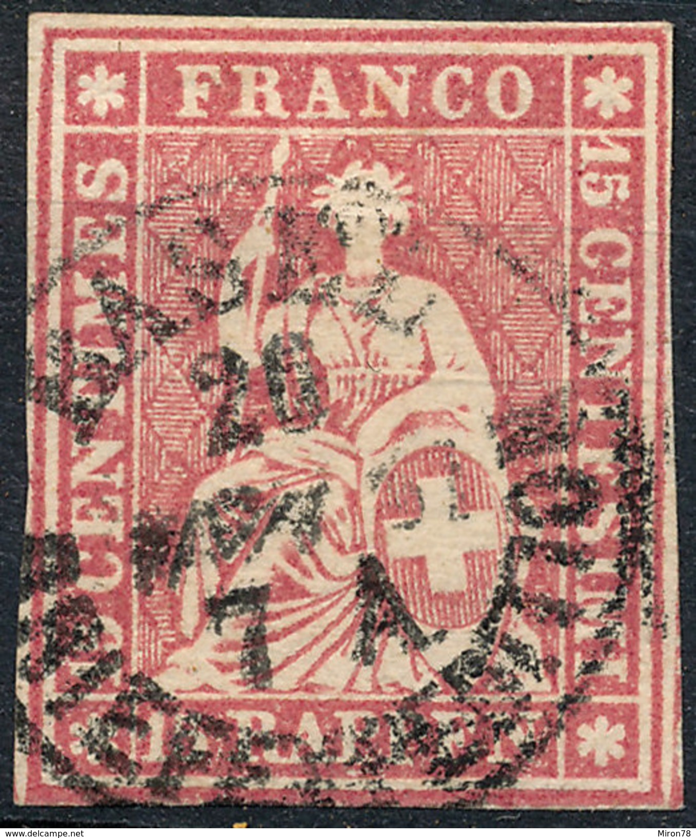 Stamp SWITZERLAND 1858-62 15r Used - Oblitérés