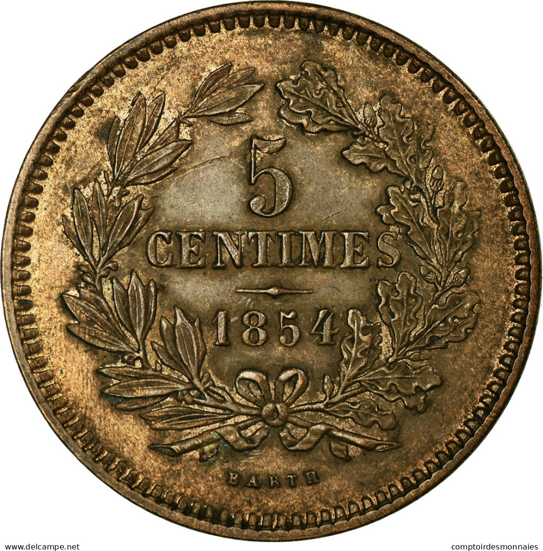 Monnaie, Luxembourg, William III, 5 Centimes, 1854, Utrecht, SUP+, Bronze - Luxembourg