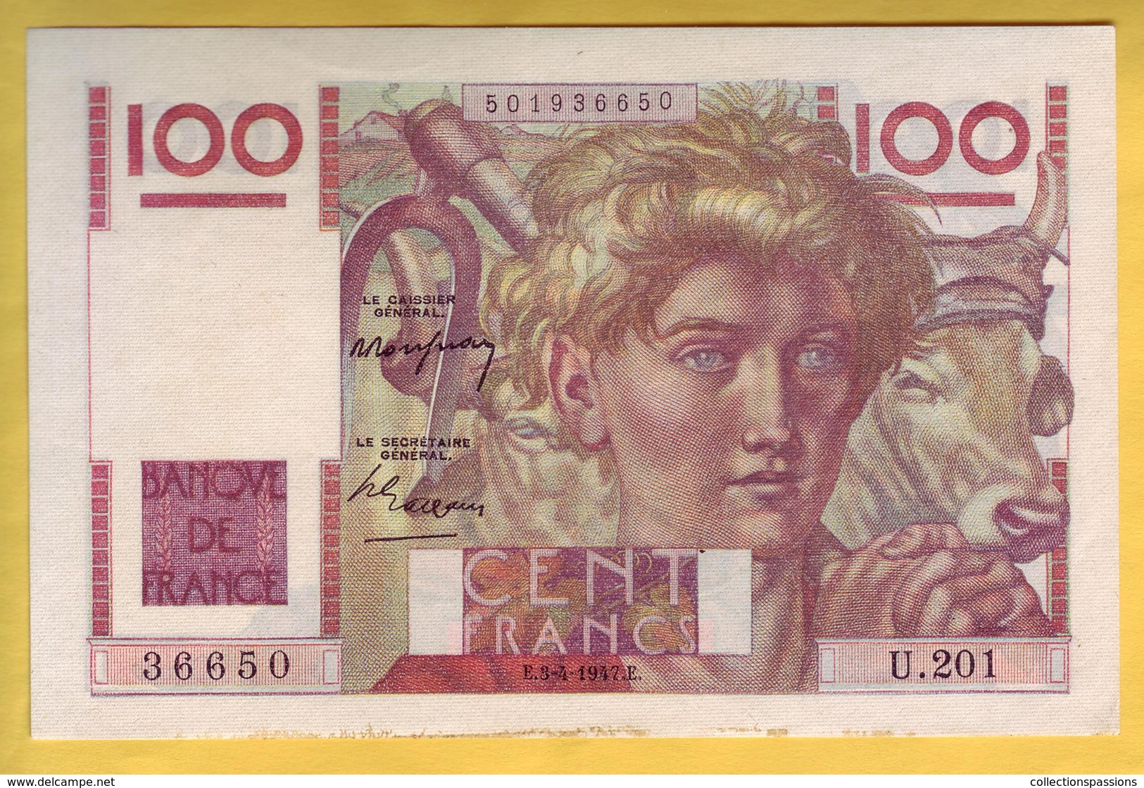 BILLET FRANCAIS - 100 Francs Jeune Paysan 3.4.1947 SUP - 100 F 1945-1954 ''Jeune Paysan''