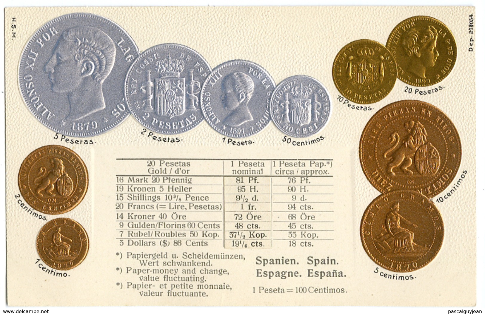 CPA MONNAIES - ESPAGNE - Monnaies (représentations)