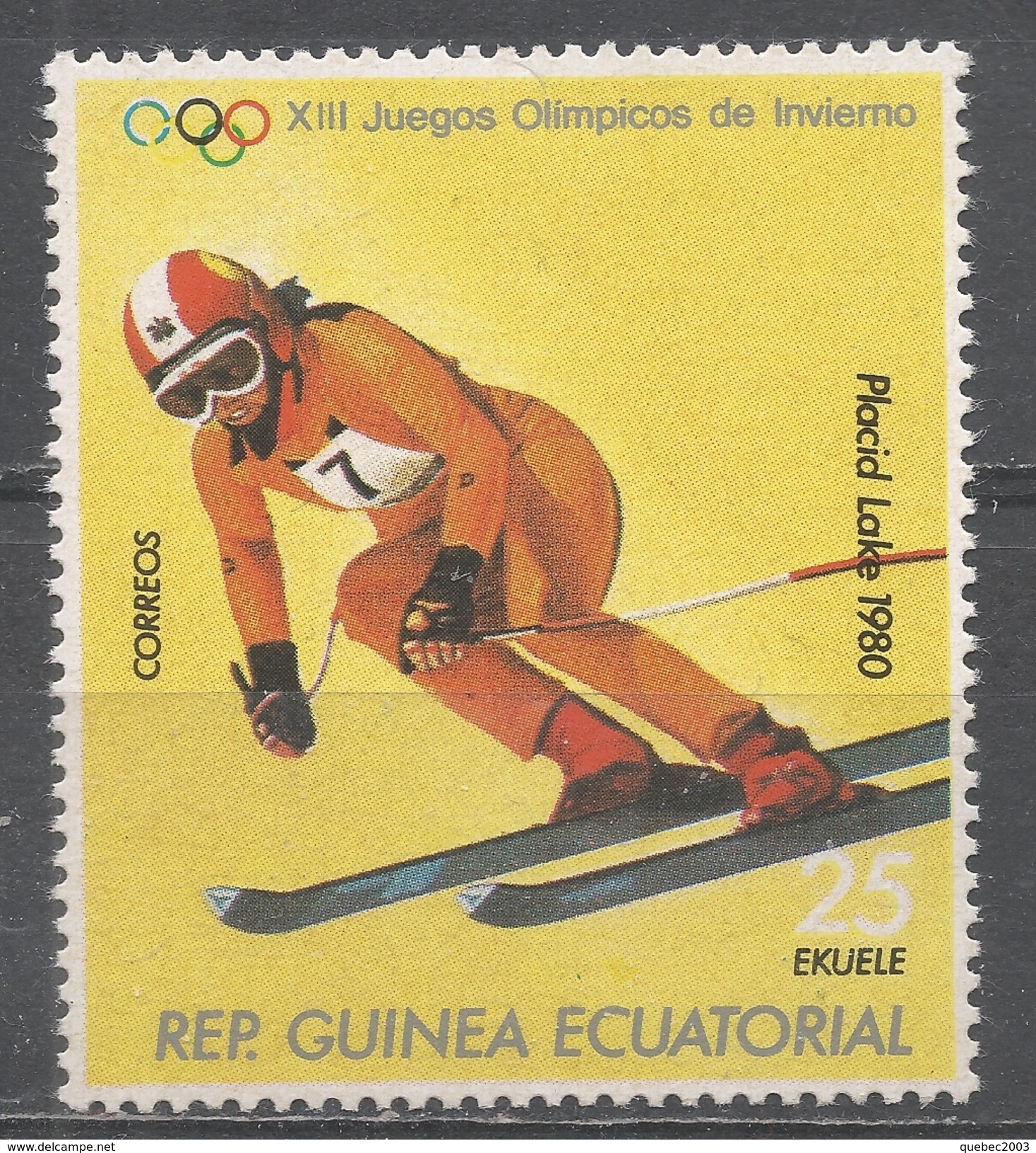 Equatorial Guinea 1978. Scott #7822 (MNH) Winter Olympic Games, Lake Placid, Downhill Skiing - Guinée Equatoriale