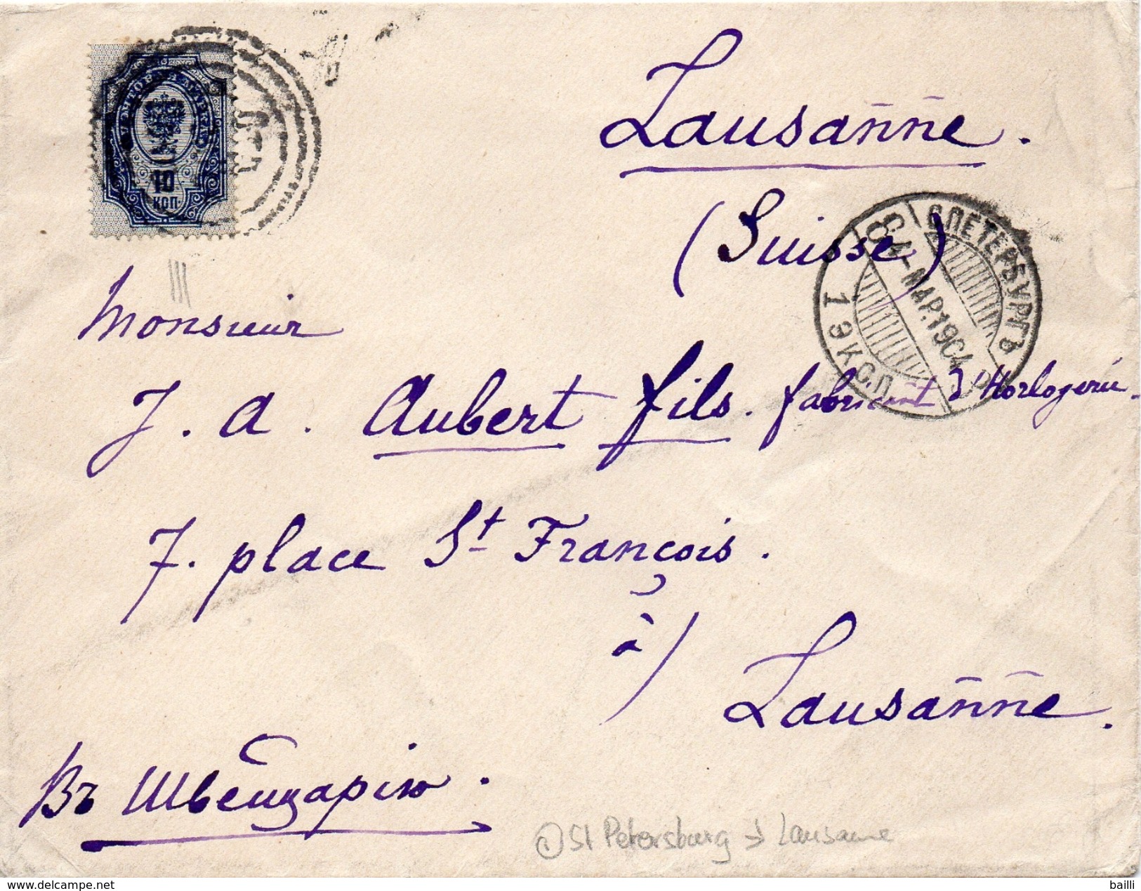Russie Lettre De St Petersburg Pour La Suisse 1904 - Briefe U. Dokumente