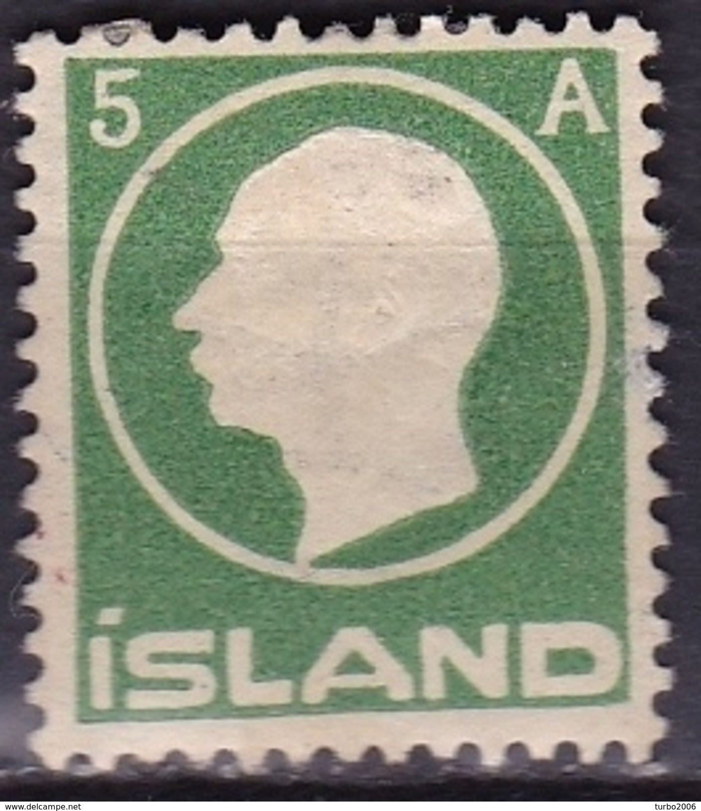 Danish-Island 1912 King Frederik VIII 5 Aur Green Michel 69 MH - Neufs