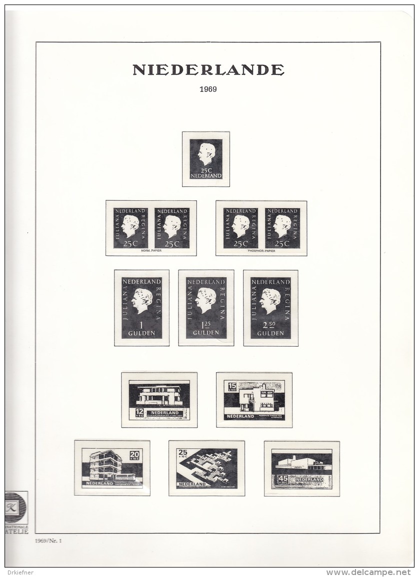 NIEDERLANDE  13 Falzlos Vordruckblätter 1969-1972 Für Klemmbinder Der Fa. K Internationale Philatelie - Non Classés