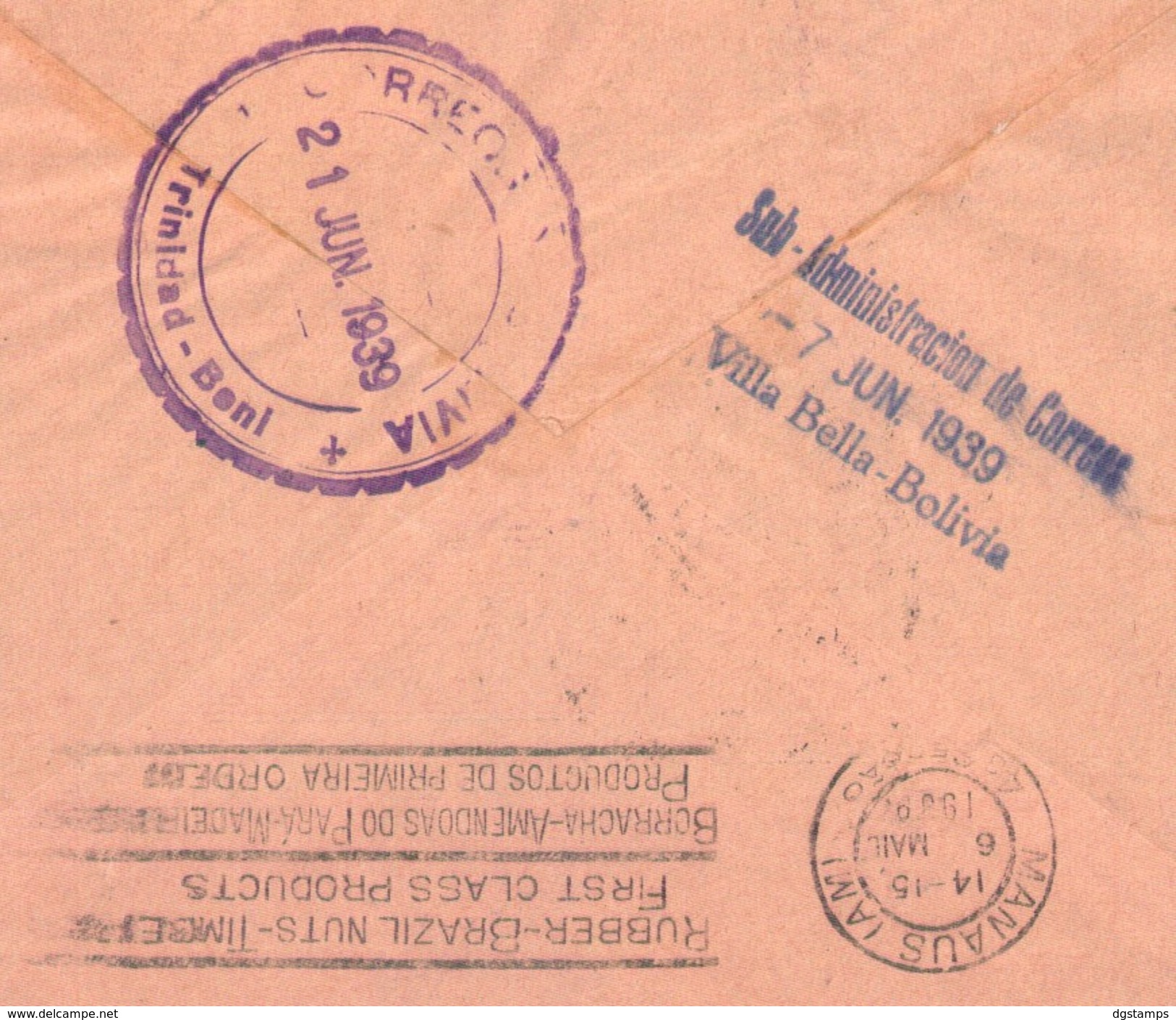 Brasil 1939 YT 261 Fortaleza A Sucre. Villa Bella. Trinidad. Publicidad. 3 Scan. See Desc. - Briefe U. Dokumente