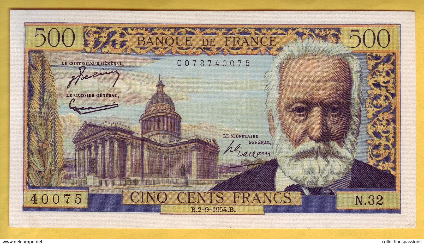 BILLET FRANCAIS - 500 Francs Victor Hugo 2.9.1954 SUP - 500 F 1954-1958 ''Victor Hugo''