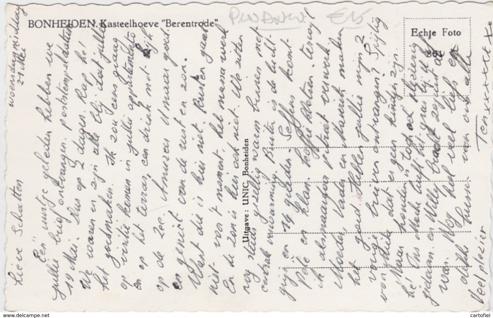 BONHEIDEN-KASTEELHOEVE-BERENTRODE--VERSTUURD-UITGAVE-UNIC-ZIE 2 SCANS-RARE ! ! ! - Bonheiden