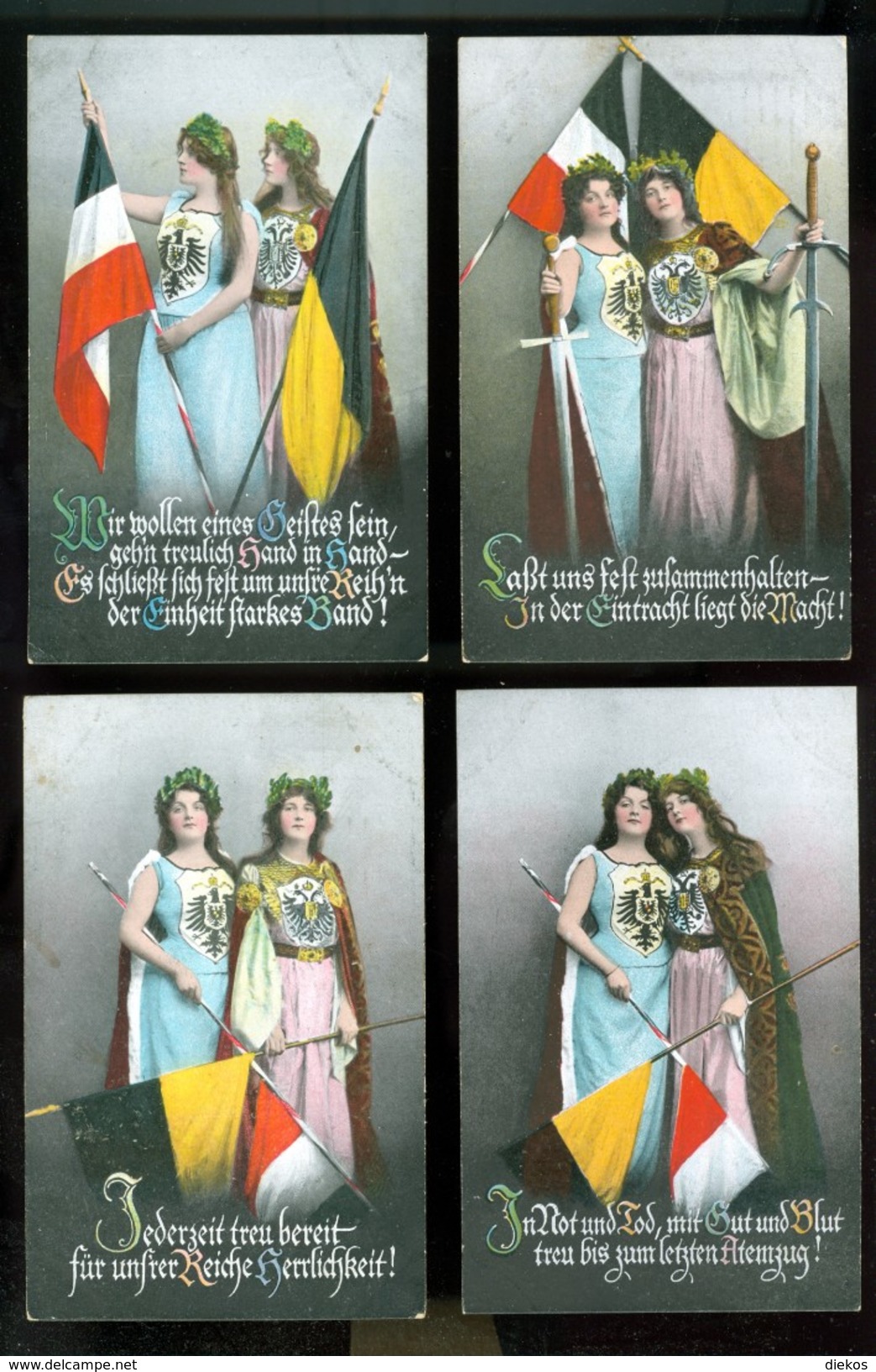 1. Weltkrieg 4 Karten   Germania Patriotika Deutschland Und Österreich  #5931 - Guerre 1914-18