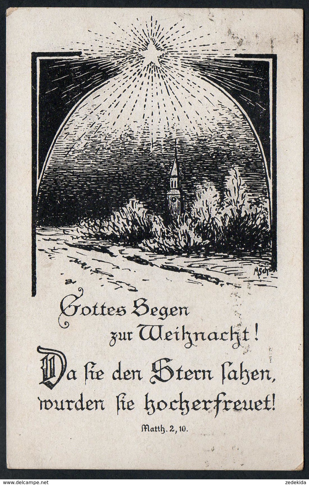 9098 - Alte Glückwunschkarte - Weihnachten - Kunstkarte MSch - Gel 1923 - Sonstige & Ohne Zuordnung