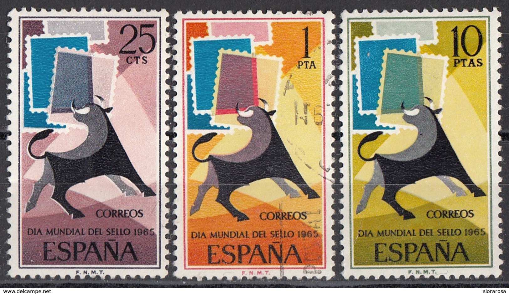 1306 Spagna 1965 Stamps Day Bull And Symbolic Stamps  Espana Spain Full Set - Gebraucht