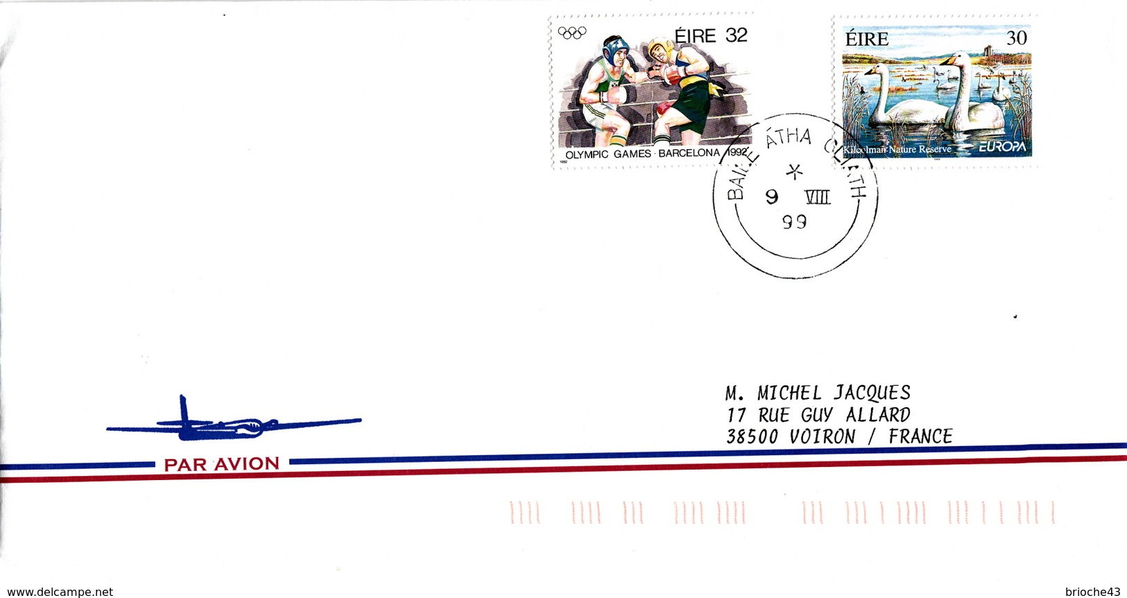 LETTRE COVER IRLANDE EIRE - JO BARCELONE 1992 - BOXE - Summer 1992: Barcelona