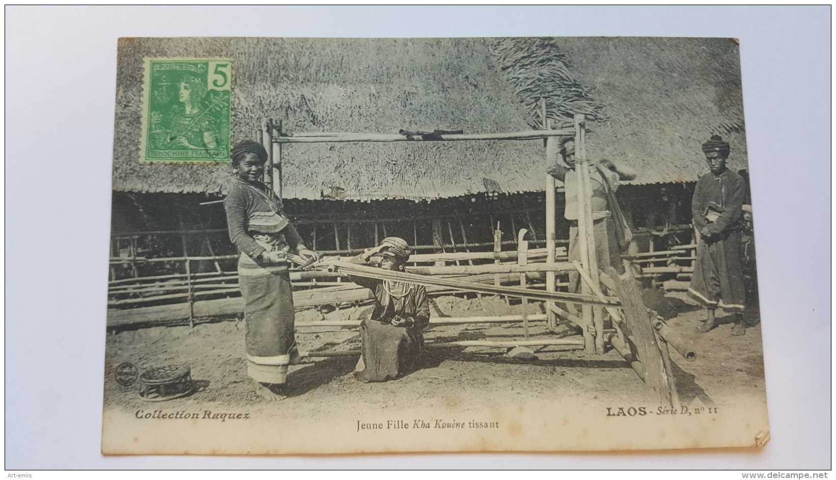 LAOS JEUNE FILLE KHA KOUENE TISSANT ASIE CPA Animee Postcard - Cina