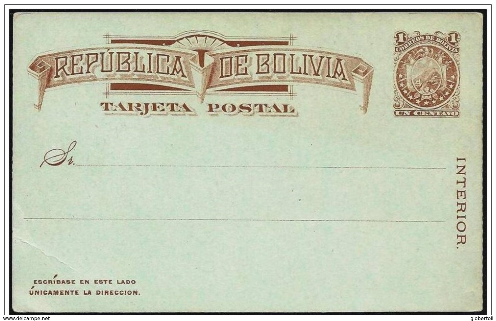 Bolivia/Bolivie: Intero, Stationery, Entier, Stemma, Arms, Blason, Vulcano, Volcano, Volcan, Lama, Blade, Lame - Vulcani