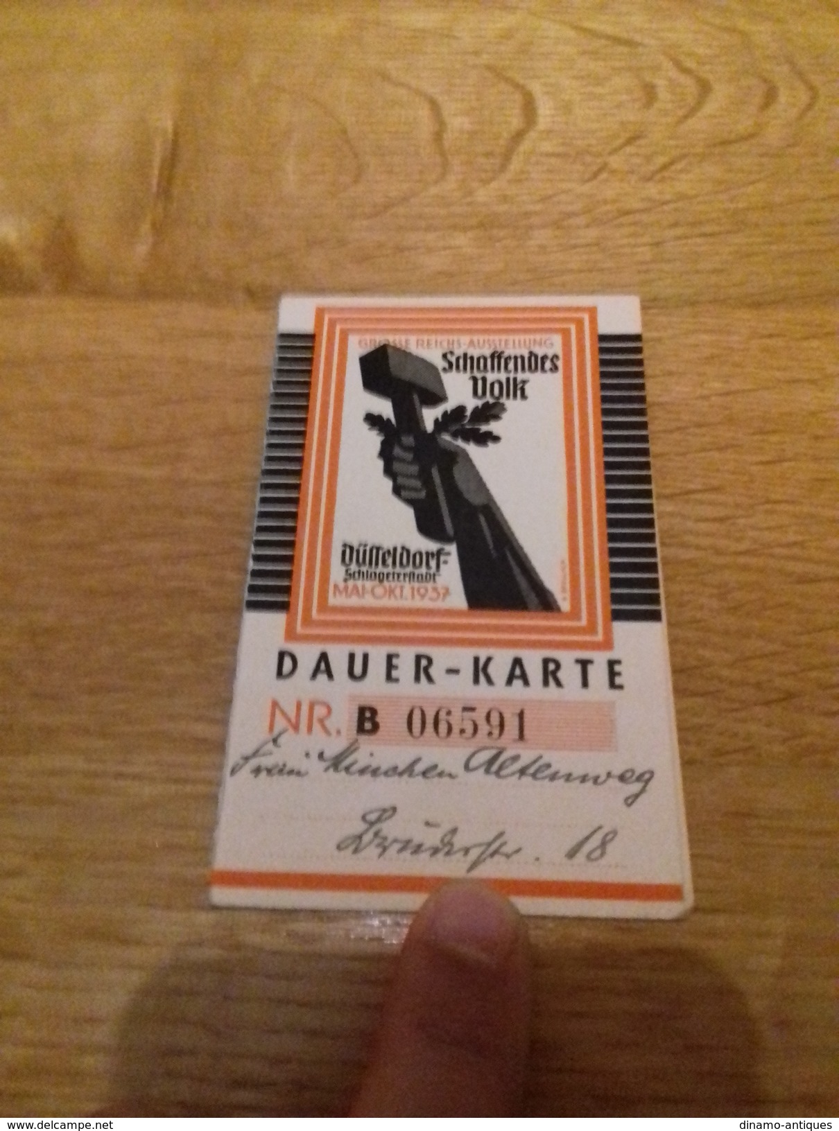 Very-rare-Dauer-Karte-1937-Dusseldorf-Reichsausstellung-Schaffendes-Volk - Historische Dokumente