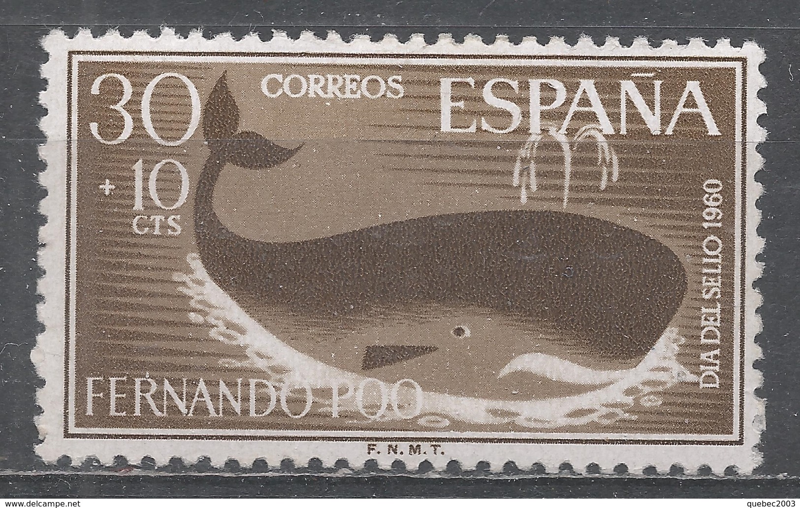 Fernando Po 1961. Scott #B5 (M) Fauna, Whale - Fernando Po