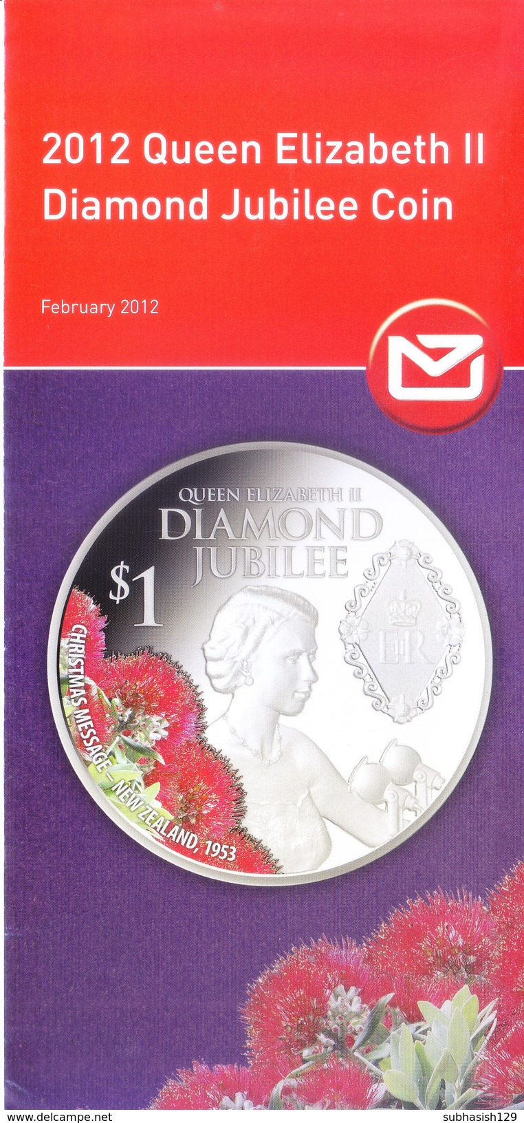 PHILATELIC BROCHURE / INFORMATION SHEET - NEW ZEALAND - FEBRUARY 2012 - QUEEN ELIZABETH II DIAMOND JUBILEE COIN - MINT - Cartas & Documentos