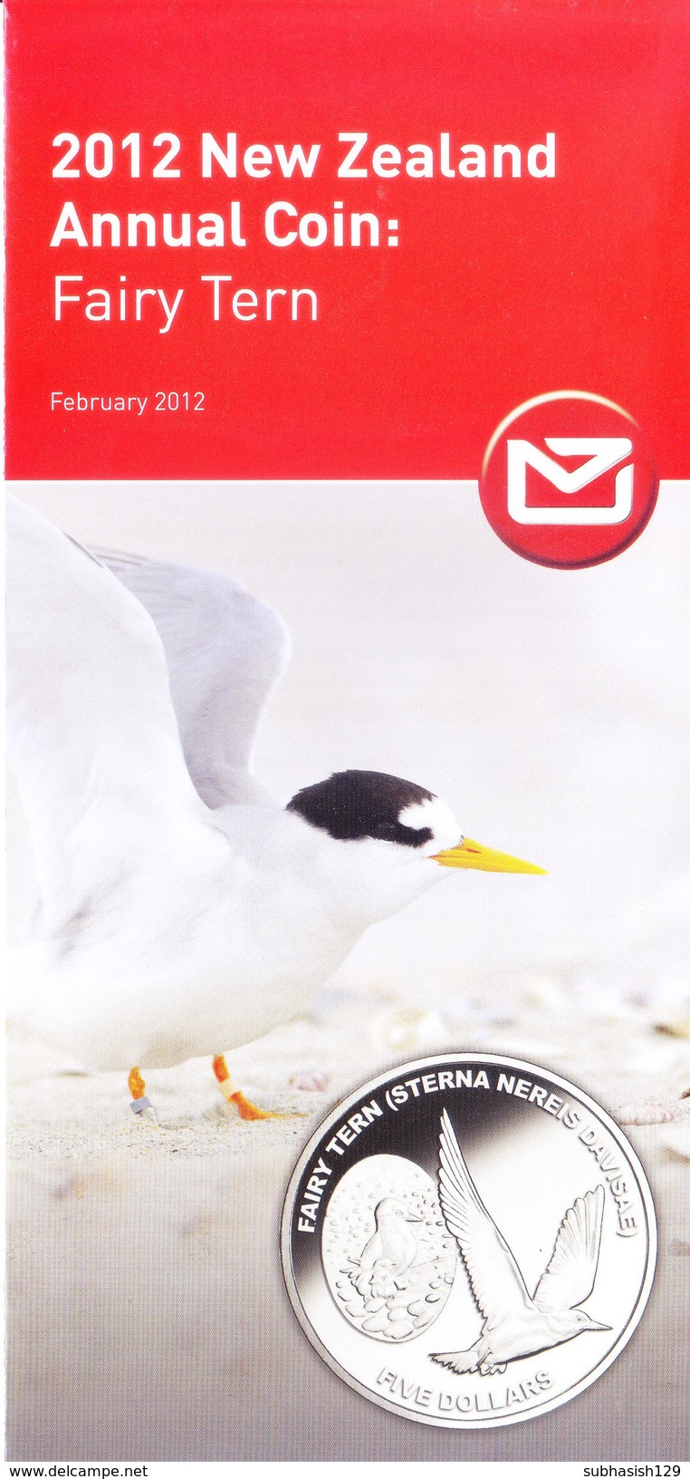 PHILATELIC BROCHURE / INFORMATION SHEET - NEW ZEALAND - FEBRUARY 2012 - ANNUAL COIN : FAIRY TERN - MINT CONDITION / NEW - Covers & Documents