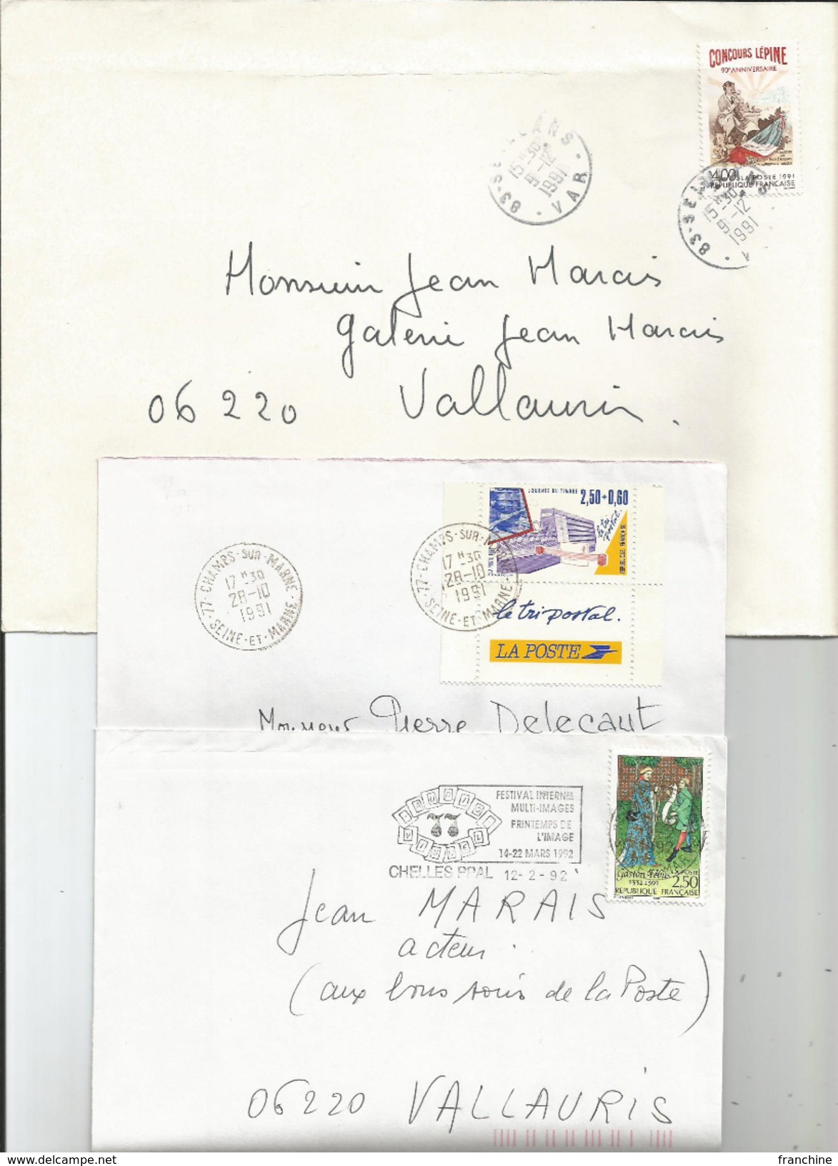 1991 - ANNEE COMPLETE - 60 Timbres Oblitérés (o) + 11 Lettres Et Documents -  (n° 2689 Dans Le Lot, Pas Sur Image) - 1990-1999