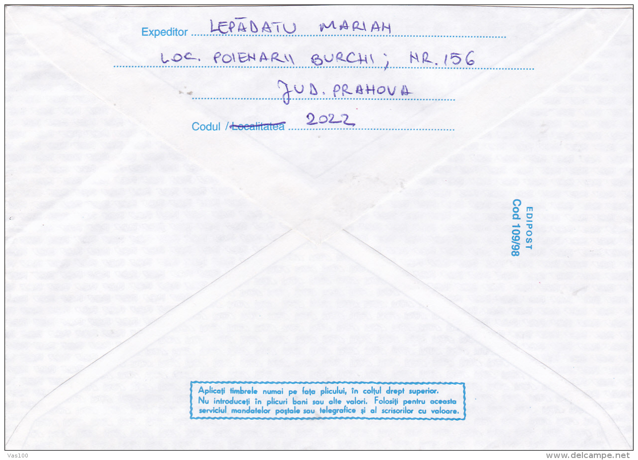 #BV6612 MARIA RADNA MONASTERY,ARAD,LIPOVA,ARCHITECTURE,COVER STATIONERY ,USED,1998,ROMANIA. - Abadías Y Monasterios