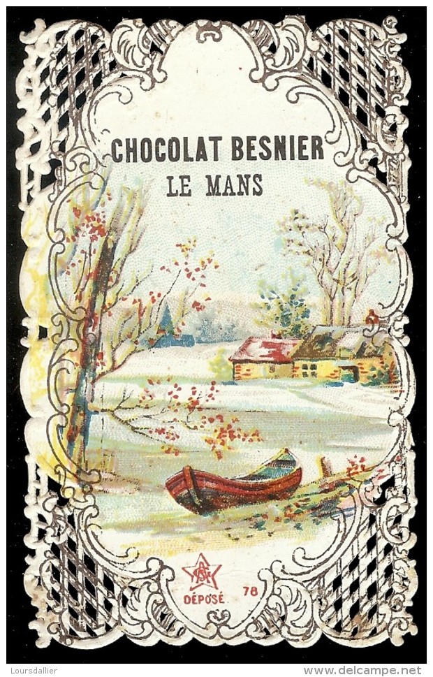 CHROMO Chocolat BESNIER  Barque Au Bord De L'eau Dentelée 1 - Autres & Non Classés