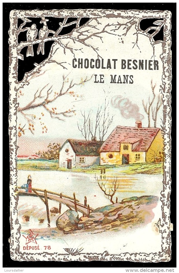 CHROMO Chocolat BESNIER  Petite Maison Avec Un Pont Dentelée 1 - Autres & Non Classés