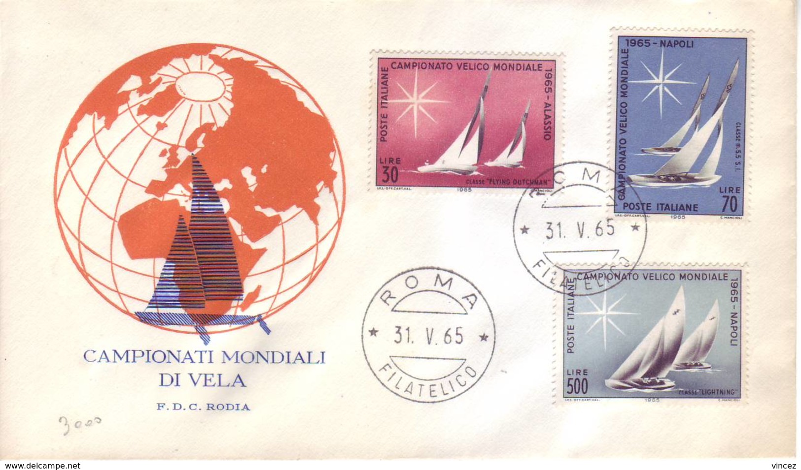 Italia 1965 - FDC Mondiali Di Vela - FDC