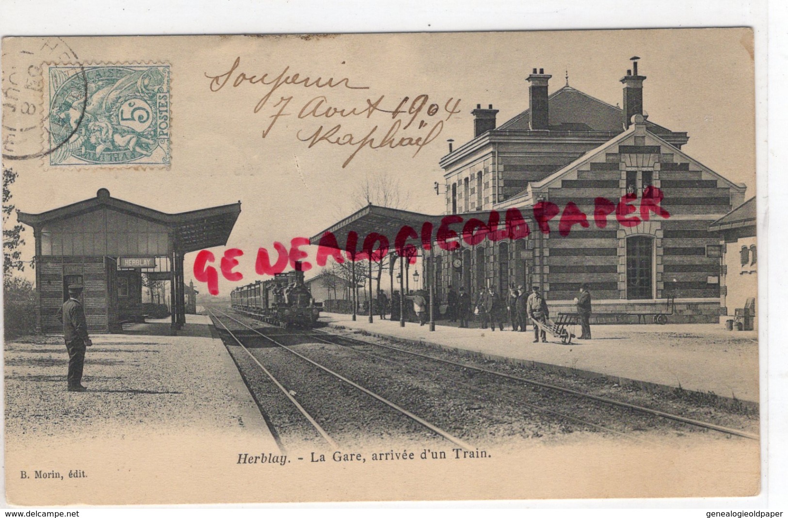 95 - HERBLAY - LA GARE  ARRIVEE D' UN TRAIN   1904 - Herblay