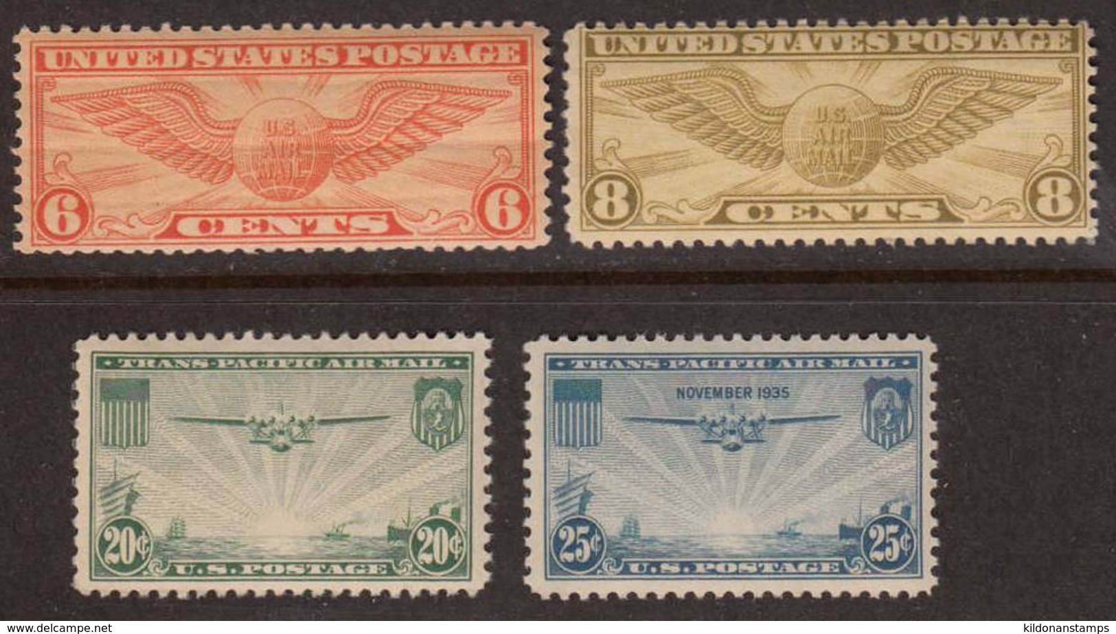 United States 1931-37 Air Mail, Mint Mounted, See Note, Sc# C17,C19,C20-21 - 1b. 1918-1940 Neufs