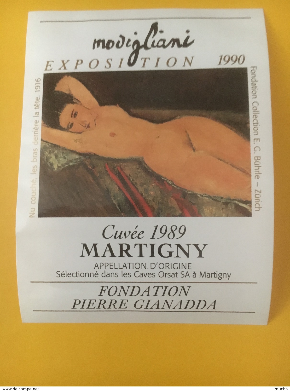 2833 - Exposition Modigliani 1990 Nu Couché Fondation Gianadda Martigny  2 étiquettes - Art