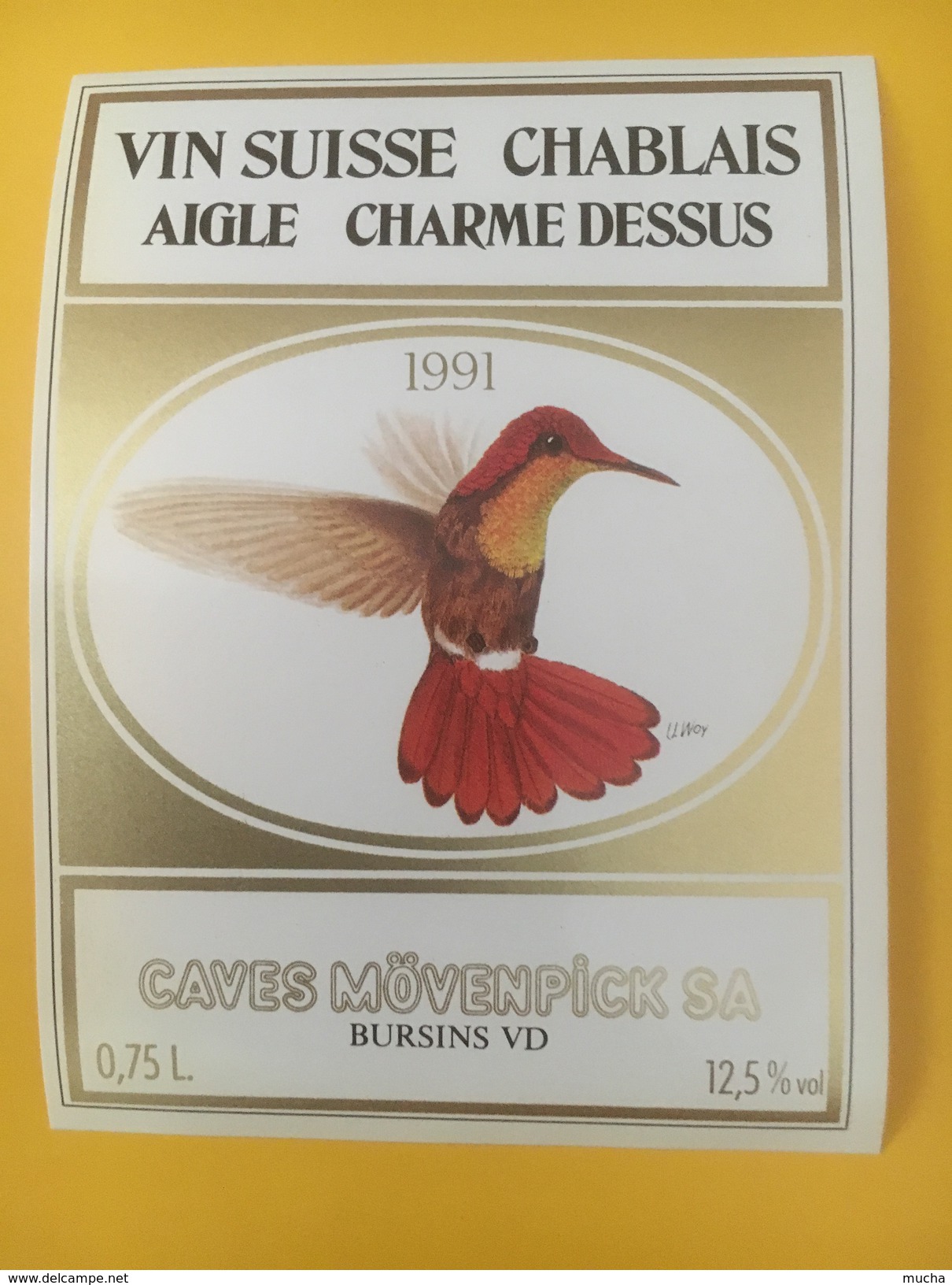 2838 - Suisse Vaud Aigle  Charme Dessus 1991 Oiseau De Paradis Caves Mövenpick - Autres & Non Classés