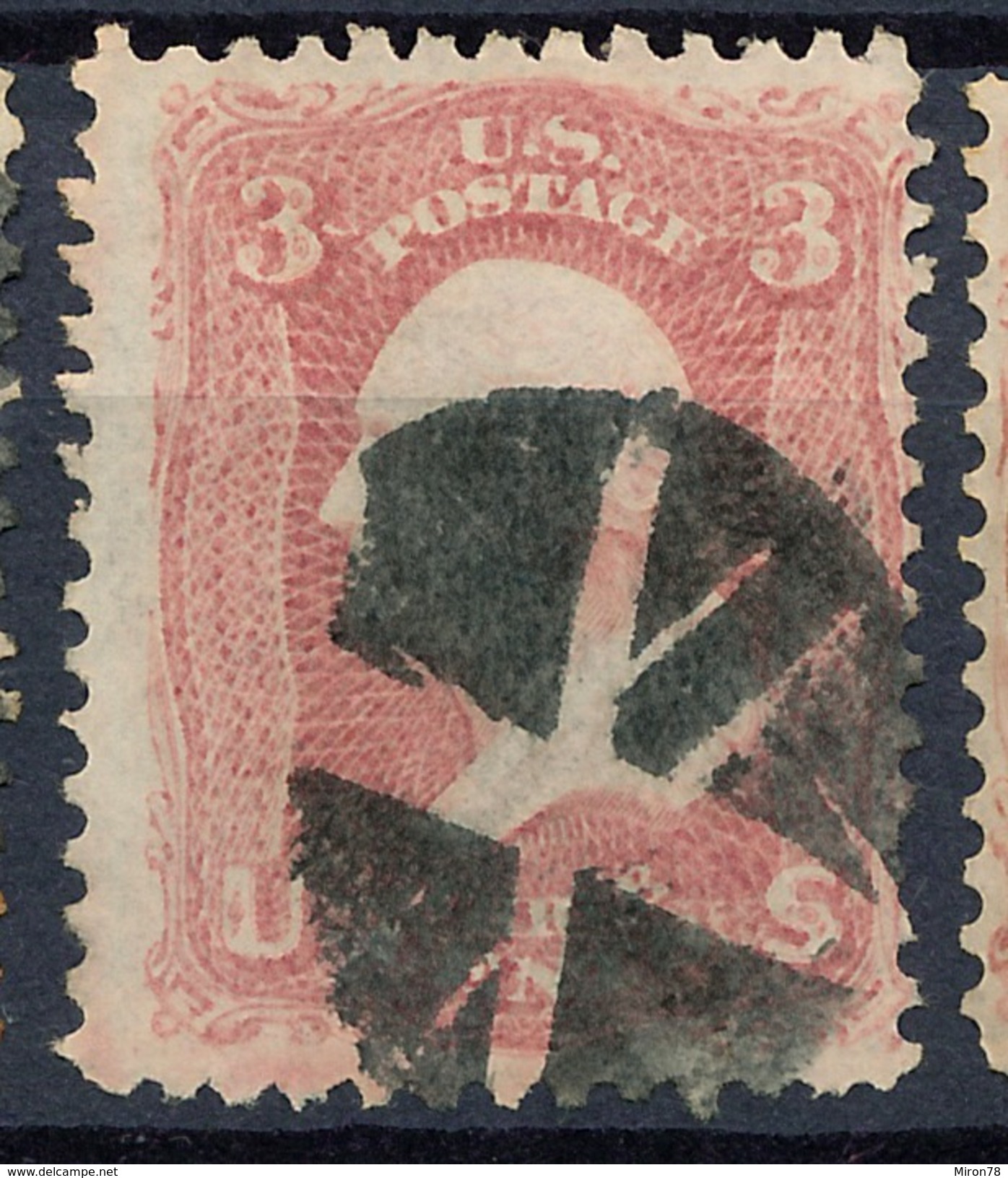 Stamp Us 1861 Scott#65 Washington 3c  Fancy Cancel Used Lot#45 - Oblitérés