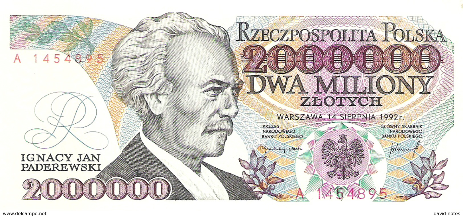 Poland - Pick 158a - 2.000.000 (2000000) Zlotych 1992 - Unc - Polonia