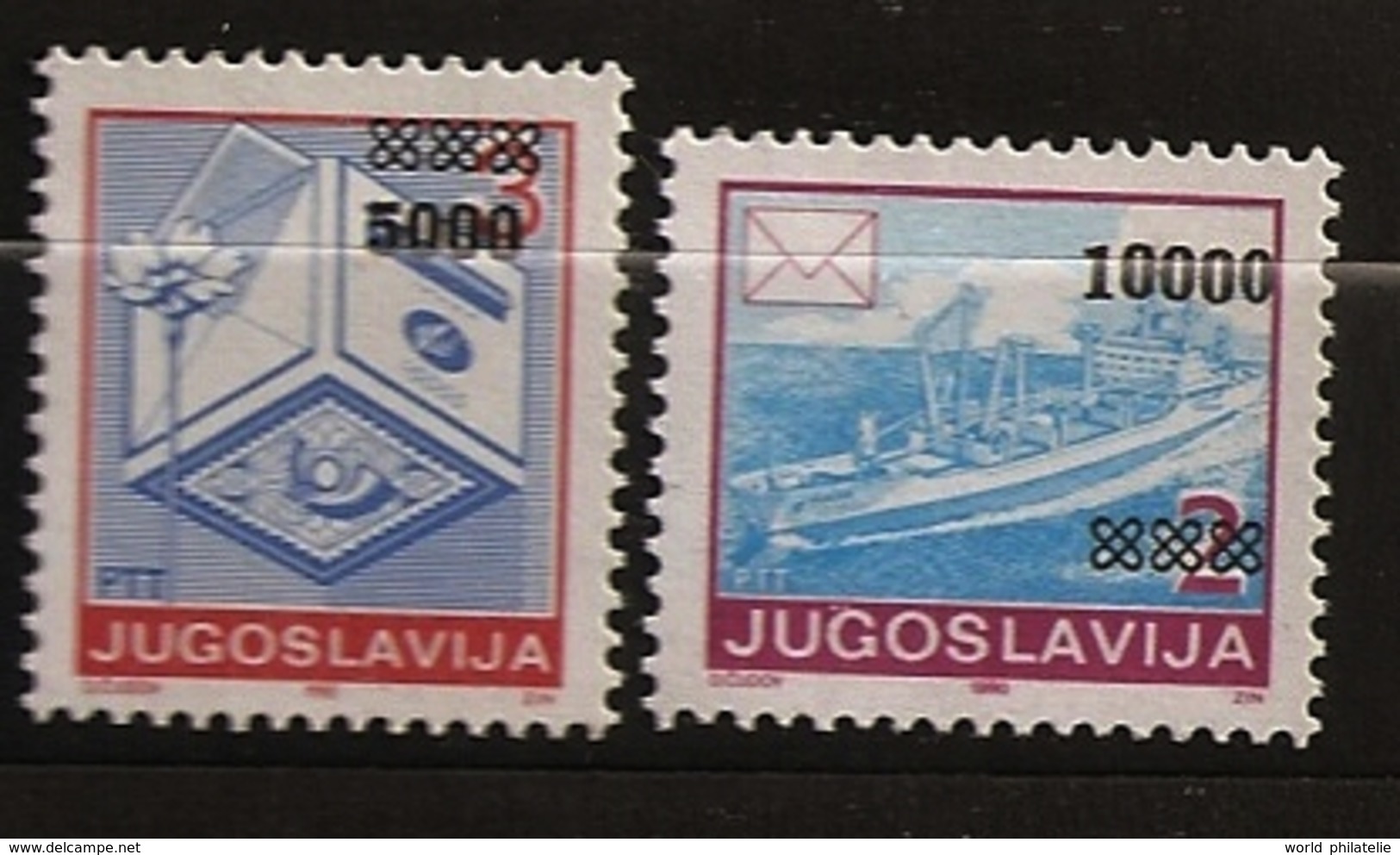 Croatie Serbie Krajina 1993 N° 8 / 9 ** Yougoslavie, Surchargés, Référendum, Bateau, Fleur, Pâquerette Timbre Sur Timbre - Croazia